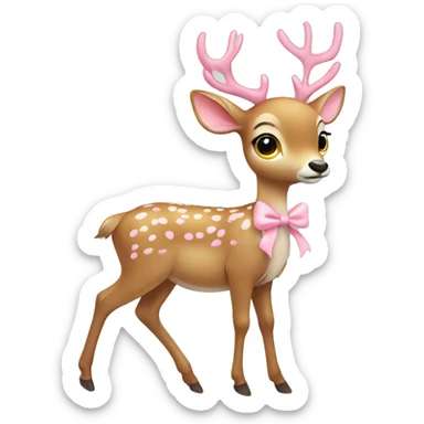 deer with baby pink bow sticker