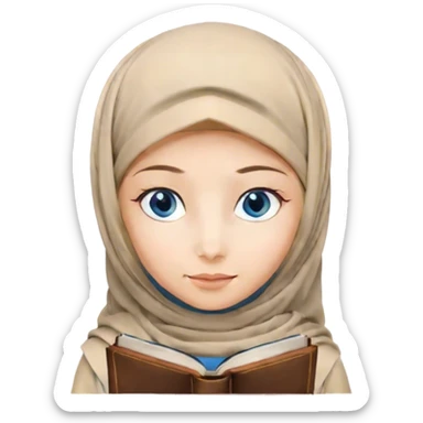 Turkish blonde hearty design Hijabi girl with blue eyes and beautiful finish reading quran sticker