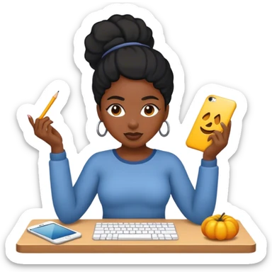 Black woman creating  sticker