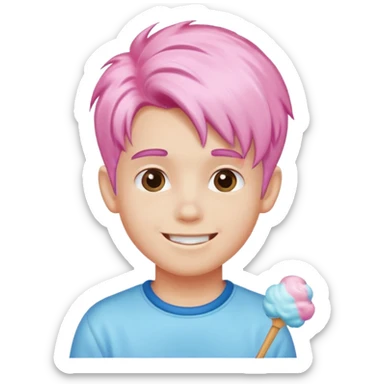 cotton candy haired boy just face sticker