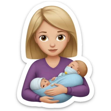 Dark blond haired mom with Bron newborn baby sticker