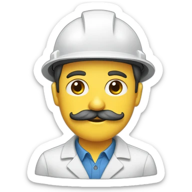 An engineer in engineers' clothing with a mustache sticker