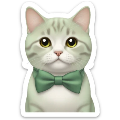Aesthetic fat British short hair with sage green bow tie sticker