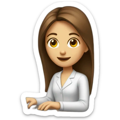 programmer girl with brown hair working on computer sticker