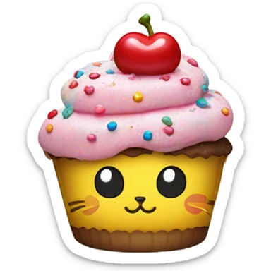 Hello kitty holding a cute cupcake sticker