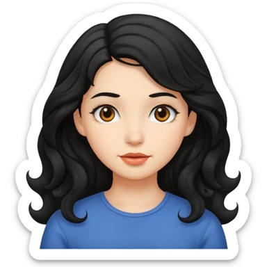 A girl with a little bit of wavy hair and black hair sticker