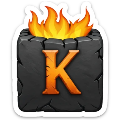 burning coal square with letter K on it sticker