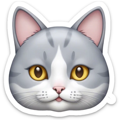 cat grey and white sticker