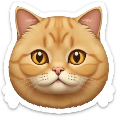 Golden British shorthair cat with round face and plush fur sticker
