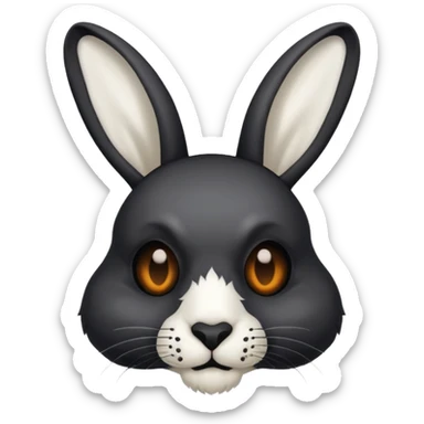 tête de lapin squelette noire de 3/4 profil sticker