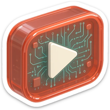 island YouTube play button, glossy circuit style sticker