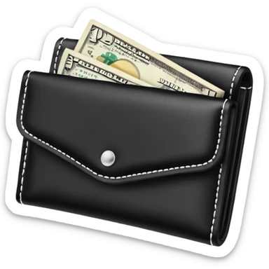 blow wallet with a single one dollar bill inside, just one dollar sticker