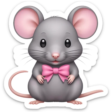 Cute rat with a pink bow sticker