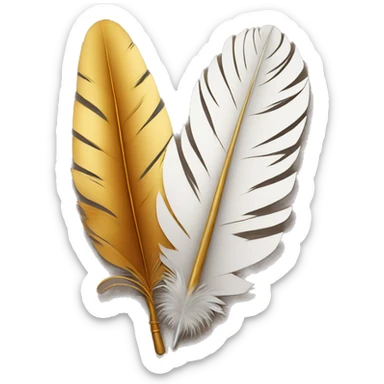 a feather quill and a scroll sticker