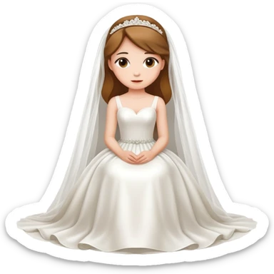 A beautiful girl wearing a wedding dress sitting sticker