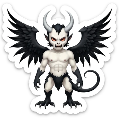 black and white wings demon sticker