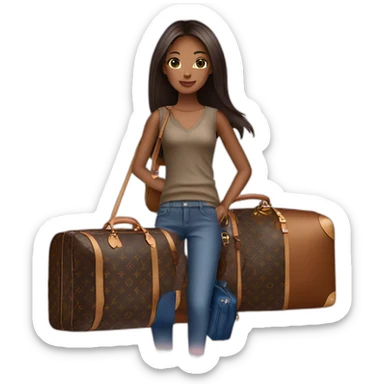 Travel girl with louis vuitton bag sticker