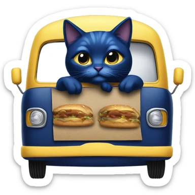 Dark blue Catgirl’s themed lowrider food truck  sticker