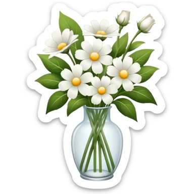 White flower bouquet in a glass vase sticker