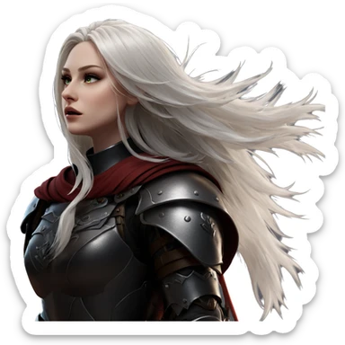 white-haired girl in armor sticker