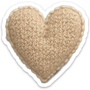 A beige knitted heart sticker