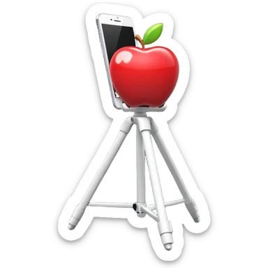3D Apple-style emoji of a white tripod holding  sticker