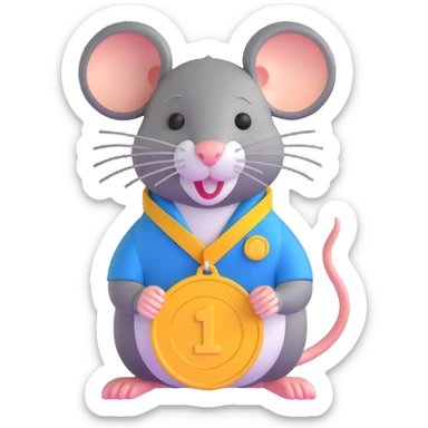 rat with a gold medal and ribbon sticker