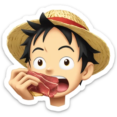 Monkey d luffy eating meat  sticker