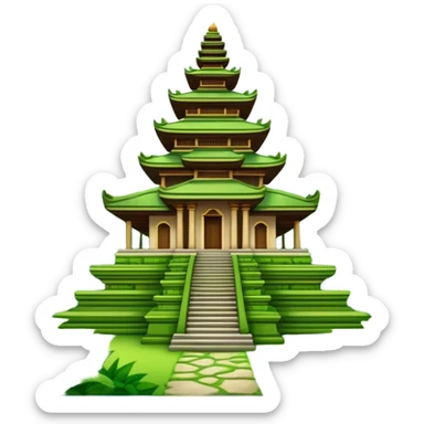 An iphone emoji of a temple in Bali in the middle of the forest sticker