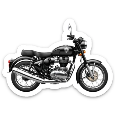 Black royal Enfield with white logo facing left side sticker