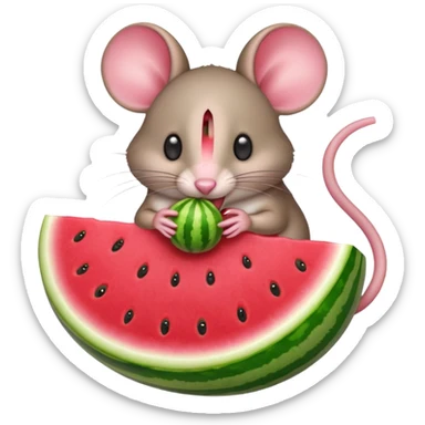 mouse eating watermelon sticker