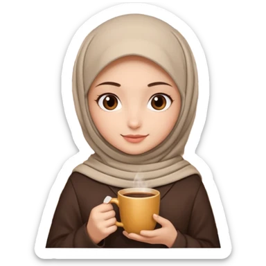 Muslim girl with coffe and books sticker