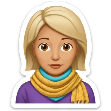 a woman, middle age, waring a tracheao stoma sticker