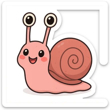 a cute pink snail, original design, big eyes, blushing cheeks, joyful sticker