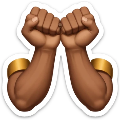 Left and Right fist from the top Perspektive with the Arms crossed over at the wrists  sticker