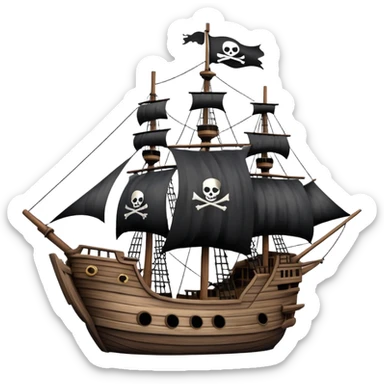pirate ship with black flag sticker