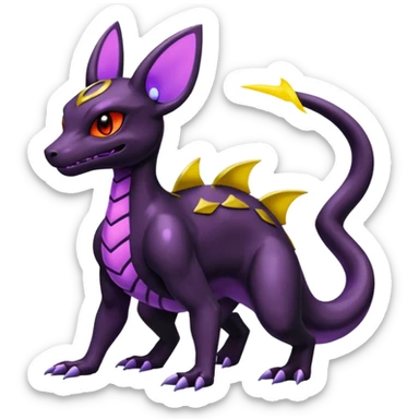 Shiny Dusknoir-Salandit-Umbreon-Fakémon-hybrid-creature (full body)  sticker