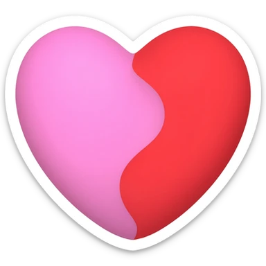 Un corazon mitad rojo mitad rosado sticker
