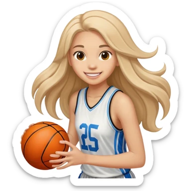 smiling girl with long hair playing basketball sticker