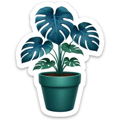 Blue Monstera flower in a deep green -colored pot  sticker