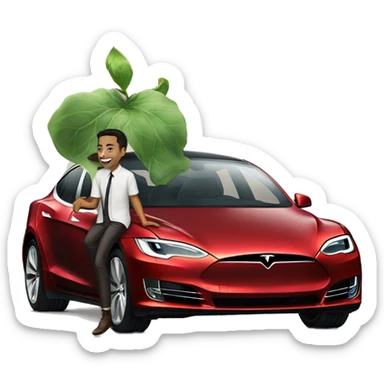 Elon mush with tesla car sticker