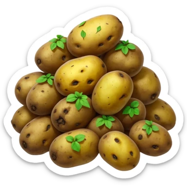 Normal sized emoji of rotting potatoes with mold based on these: 🍠🥔 please make realistix sticker
