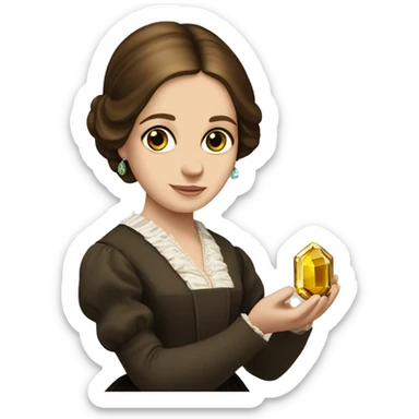 Charlotte Bronte holding a gem in her hand sticker