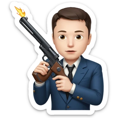 Elon musk with gun shooting Mickey Mouse  sticker