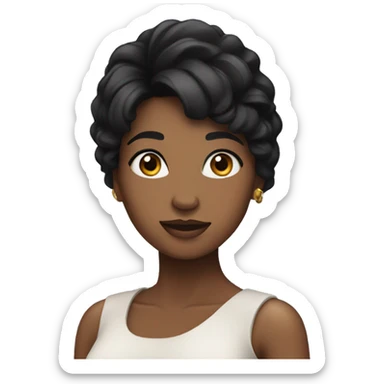 Black haired woman cute sticker