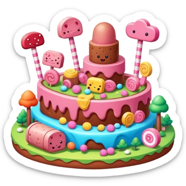 kawaii style SPAM MEAT candy land landscape  sticker