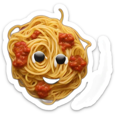 Spaghetti and sauce on black heart shaped plate sticker