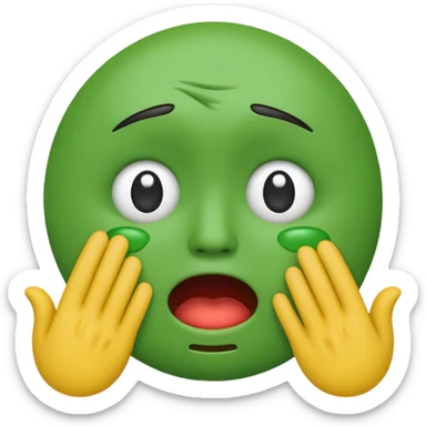 classic emoji style green face throwing up and crying at the same time simple round no human features sticker