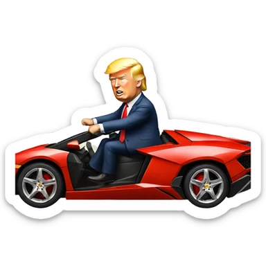 Donald Trump riding a Lamborghini  sticker