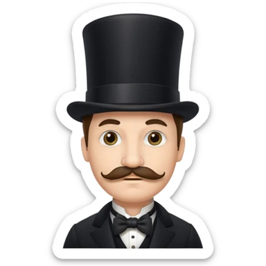 Fancy man with top hat and mustache with fancy look on his face and monocle on his eye sticker